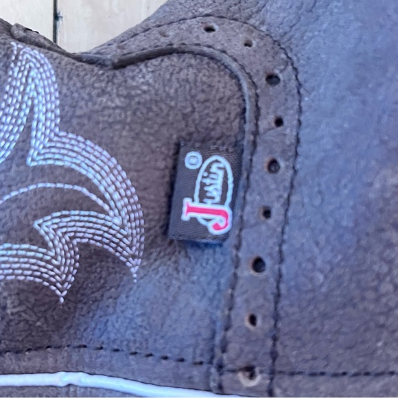 Justin Ladies Gypsy Square Toe 8 inch  Brown Leather Heeled Boots - Picture 6 of 12